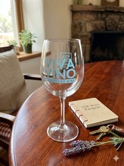 Set of 5 Viva Vino New Mexico Wine Festival 7&Prime; Glasses – Multi-Color Lettering