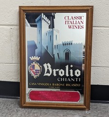Classic Italian Wines Brolio Chianti Mirrored Framed Bar Decor 14&Prime;x20&Prime;