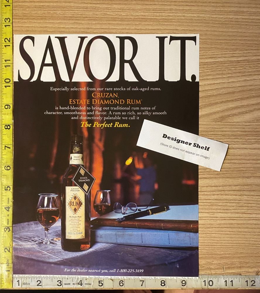 Cruzan Estate Diamond Rum Alcohol Savor It 1995 Print Advertisement