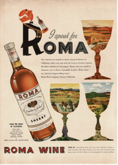 1943 Roma Vintner&rsquo;s Select Sherry wine California scenes art Vintage Print Ad