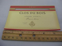 Clos Du Bois 2000 Pinot Noir Wine Label Sonoma County CA Vintage Collectible