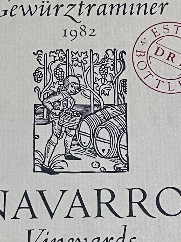Old & Rare 1982 Navarro Wine Label Mendocino County Perfect Condition
