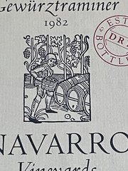 Old & Rare 1982 Navarro Wine Label Mendocino County Perfect Condition