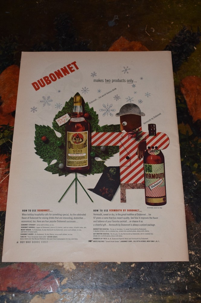 Vintage 1943 Dubonnet Print Ad.
