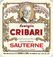 Famiglia Cribari Sauterne San Francisco CA 1970s 1980s Vtg Wine Label