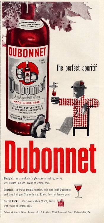 1951 Dubonnet PRINT AD Aperitif Wine Vintage Bottle