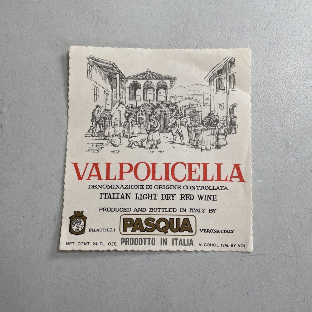 Vintage Wine Bottle Label — Valpolicella Italian Light Dry Red Italy Pasqua