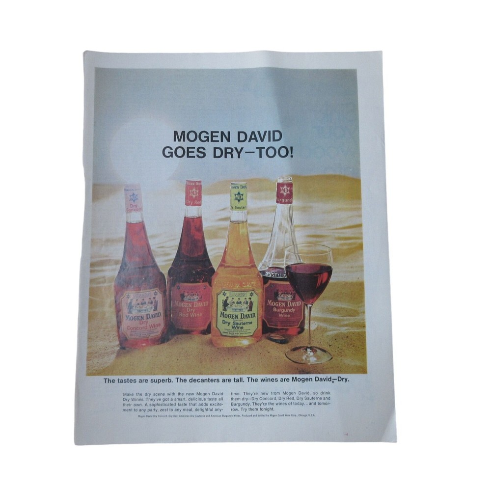 1966 Mogen David Goes Dry Too Wine – Vintage Print Ad