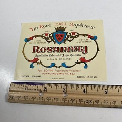 Vin Rose Vintage 1964 Superieur Rosannay Paul Boivin France Table Wine Label