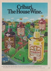 1979 Cribari Wine – « The House Wine »- Neiborhood Activity – Print Ad Cartoon Art