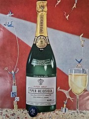1950s Green bottle Of Piper-Heidsieck Champagne Vintage ad