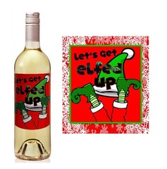 Funny Wine Alternative Label Christmas – Let&rsquo;s Get Elfed Up -Wine Label STICKER
