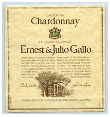 1970&rsquo;s-80&rsquo;s Chardonnay Ernest & Julio Gallo Wine Label Original S51E