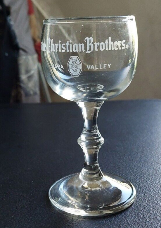 THE CHRISTIAN BROTHERS, NAPA VALLEY, CALIFORNIA ADVERTISING SOUVENIR WINE GLASS