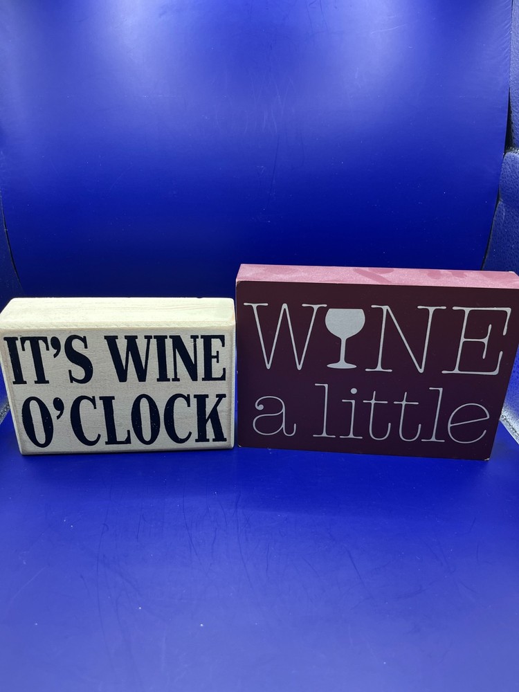 Wine Decor Signs Set Funny Bar Wall Art, “Wine a Little” & “It’s Wine O’Clock”