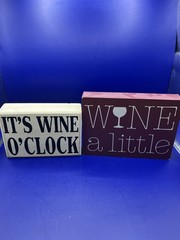 Wine Decor Signs Set Funny Bar Wall Art, “Wine a Little” & “It’s Wine O’Clock”