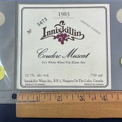 Vintage 1983 Inniskillin Winery Couderc Muscat Wine UNUSED Paper Label Q93
