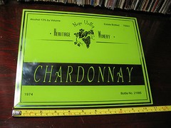 HERITAGE WINERY CHARDONNARY GLASS MIRROR SIGN 1974 8 »x11 » VERY NICE !!
