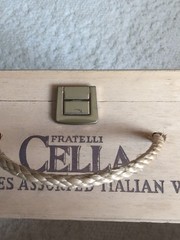 Vintage Fratelli Cella Wooden Wine Box 3-Bottle Gift Pack Edition Rope Handle