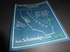 ORIGINAL VINTAGE CALIFORNIA WINE POSTER FRANK SCHOONMAKER NAPA SONOMA C1950 M39