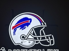 BAREFOOT WINE BUFFALO BILLS NFL LED BAR SIGN MAN CAVE GARAGE DECOR FOOTBALL SIGN