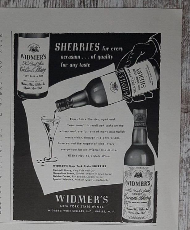 1954 Widmer&rsquo;s Vintage Print Ad Sherry Wine Aged Weathered Cocktail Naples NY