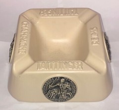 Vintage French Champagne Taittinger Reims Large 8” Ceramic Ashtray