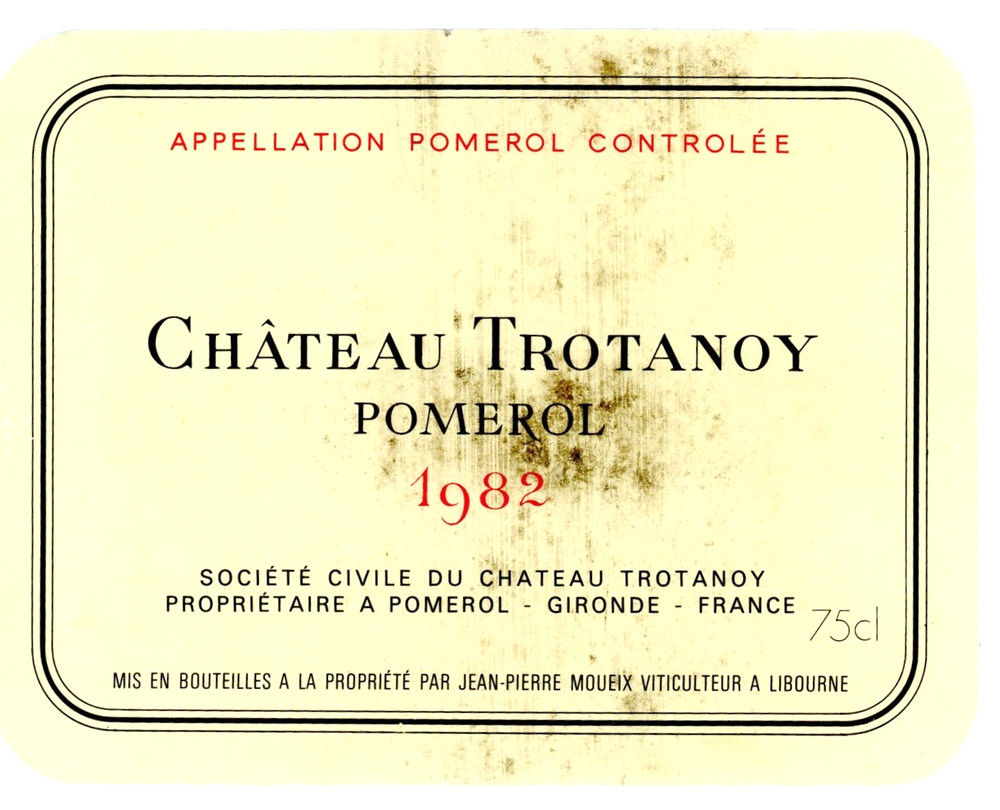 Chateau Trotanoy Wine Label 1982 France French Pomerol