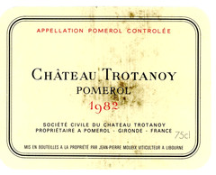 Chateau Trotanoy Wine Label 1982 France French Pomerol