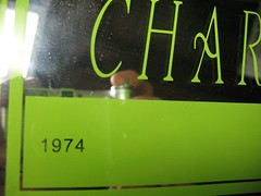 HERITAGE WINERY CHARDONNARY GLASS MIRROR SIGN 1974 8 »x11 » VERY NICE !!