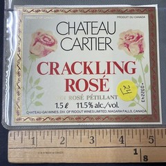 Vintage Chateau Cartier Crackling Rose Wine Niagara UNUSED Paper Label Q24