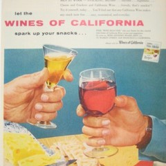 Vintage 1956 Print Advertisement Wines Of California Spark Up Your Snacks Chesse