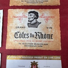 9 Vintage Bottle Label Wine Spirit Foreign 1950s 1960s Beer Bulk Lot