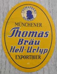 Münchener Thomas Bräu Hell-Urtyp Exportbier German Beer Vintage Label Breweriana