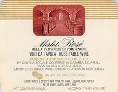 Astor Merlot Rose Bruce Cantina Sociale Italy 1970s 1980s Vtg Wine Label