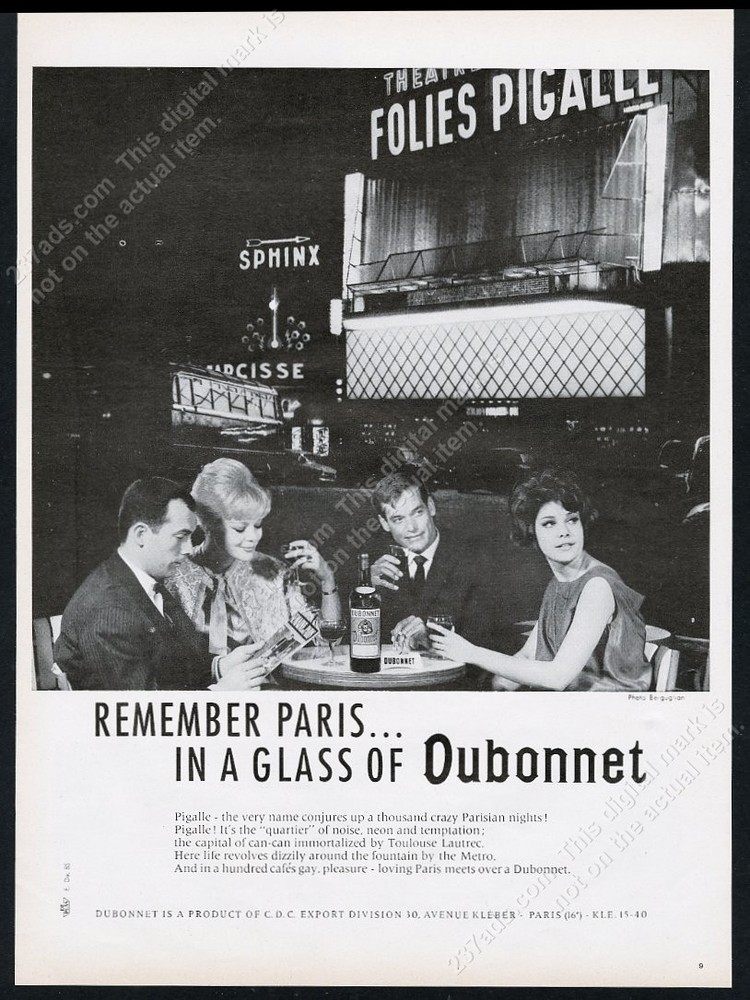 1961 Folies Pigalle Paris photo Dubonnet unusual vintage print ad