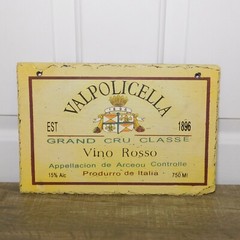 Valpolicella Vino Rosso Red Wine 1896 Italy 12&Prime; x 8&Prime; Slate Sign Bar Advertising