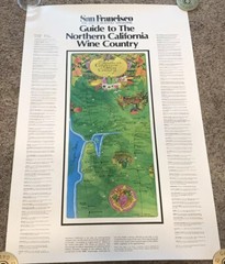Original 1973 San Francisco Magazine – N. California Wine Country Poster, Napa