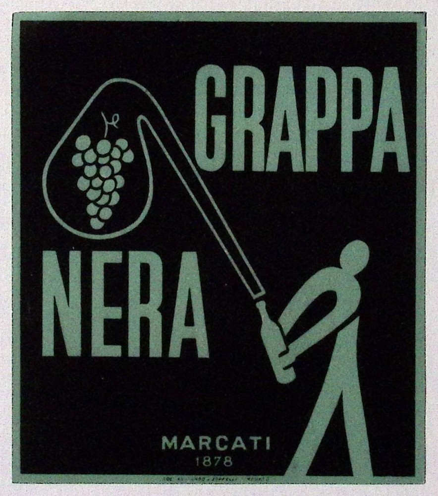 BLACK GRAPPA FUTURISM LABEL DISTILLERY BRANDED TREVISOWINE LABEL