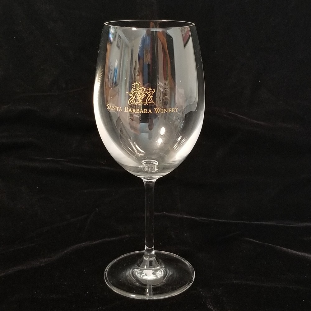 Santa Barbara Winery – California – Wine Glass with Gold Artwork 8-1/4&Prime; Tall ***