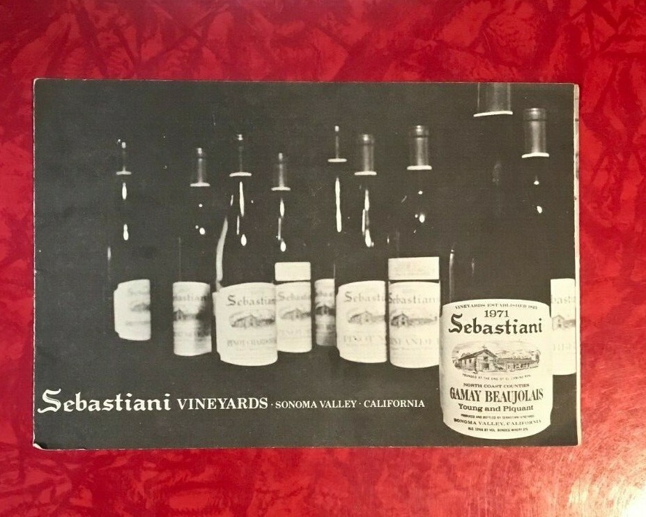 SEBASTIANI VINEYARDS SONOMA VALLEY CALIFORNIA 1970&rsquo;s 6-page BROCHURE