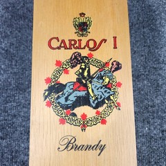 Vintage Carlos I Pedro Domecq Brandy Wooden Box Hinged Bottle Case Bar Decor Spa