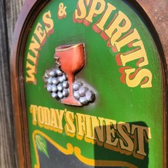 Vtg Large Wine & Spirits Message Board Chalk Menu Board Sign 3D 24 X 16&Prime; Pub Bar