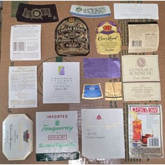 Vintage Liquor Wine Beer Bottle Label Collection Set Assorted Brands