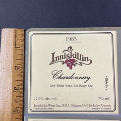 Vintage 1983 Inniskillin Winery Chardonnay Wine UNUSED Paper Label Niagara Q94