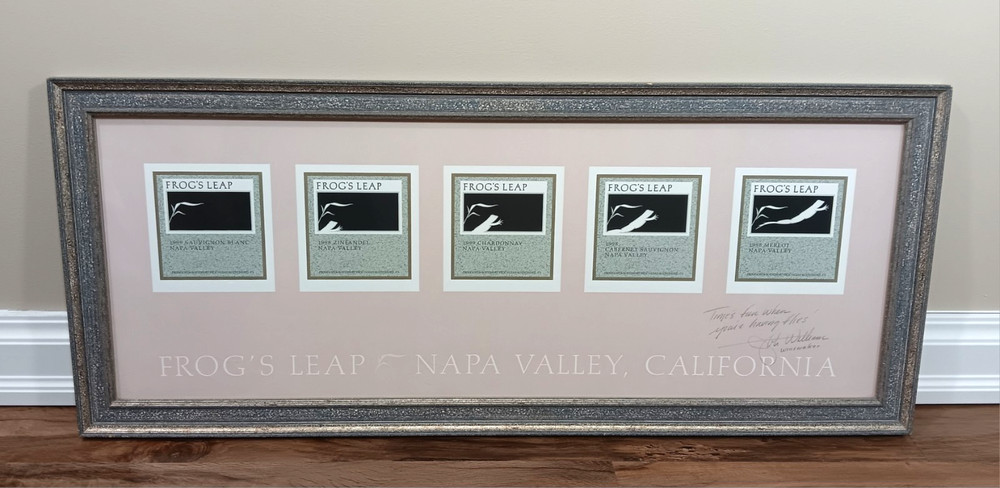 Frog&rsquo;s Leap Wine Napa Valley Framed Label Art Signed by Winemaker John Williams