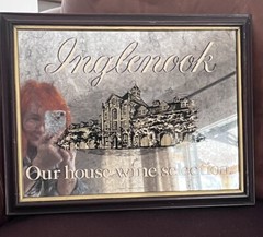 Vintage 1986 Inglenook Winery Wooden Framed Smoked Mirror Bar Sign 19”X15”