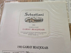 Lot of 7 SEBASTIANI Wine Labels w/Fact Sheets in Plastic Sleeves ~ 1980&rsquo;s