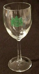 F. Korbel & Bros – Wine Vaults – Wine Glass – Green Artwork – 7&Prime; Tall