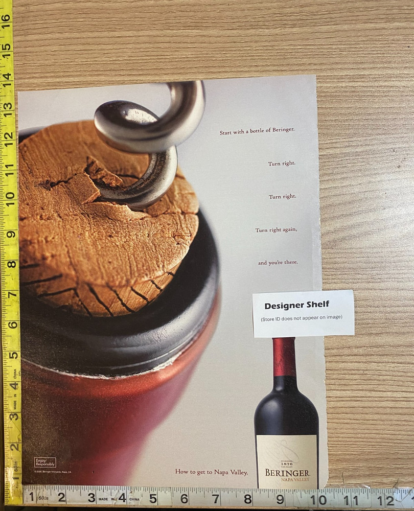 Beringer Wines Corkscrew Turn Right 2007 Print Advertisement